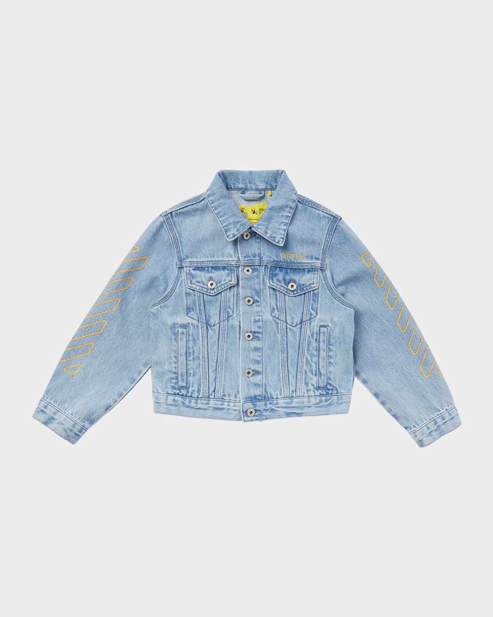 Boy's Bookish Diagonal Logo Denim Jacket, Size 4-